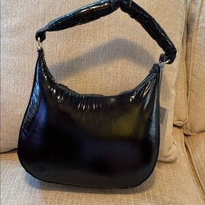 a new day Glossy Black Shoulder Bag